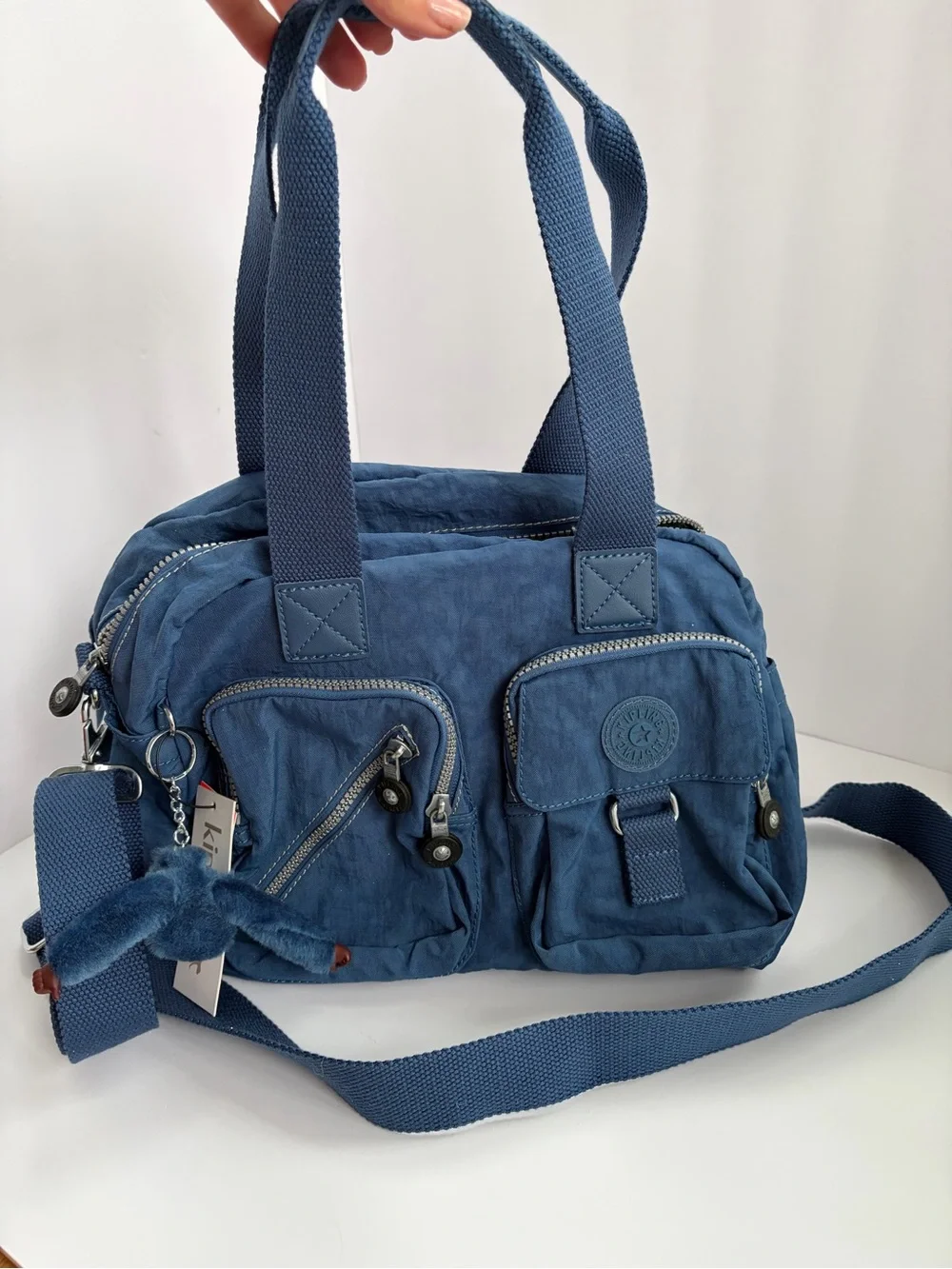 Kipling Blue Nylon Spacious Top-Zip Tote
